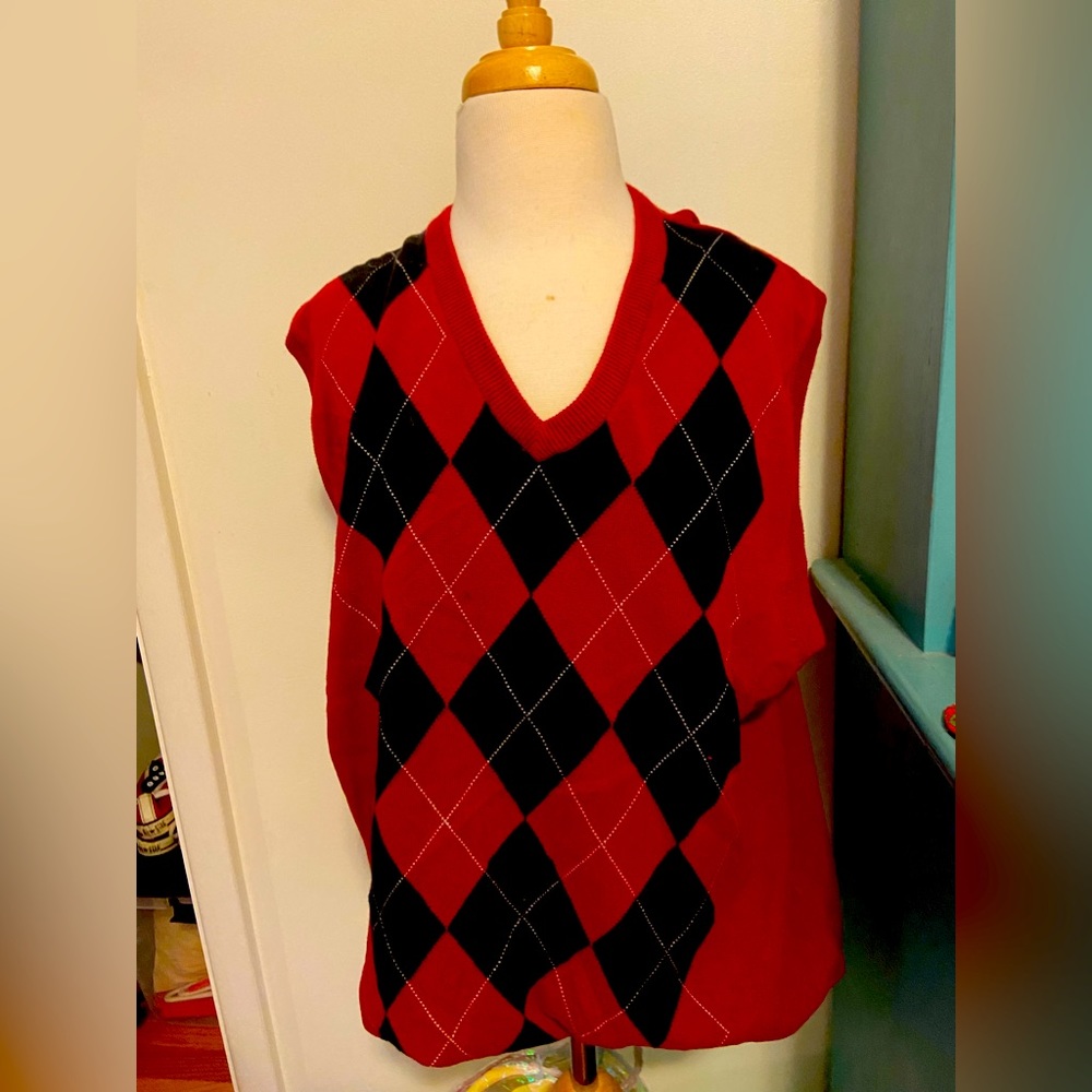 Baggy Argyle Red Sweater Vest